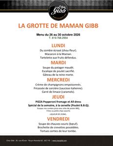 Semaine du 26 au 30 octobre 2026